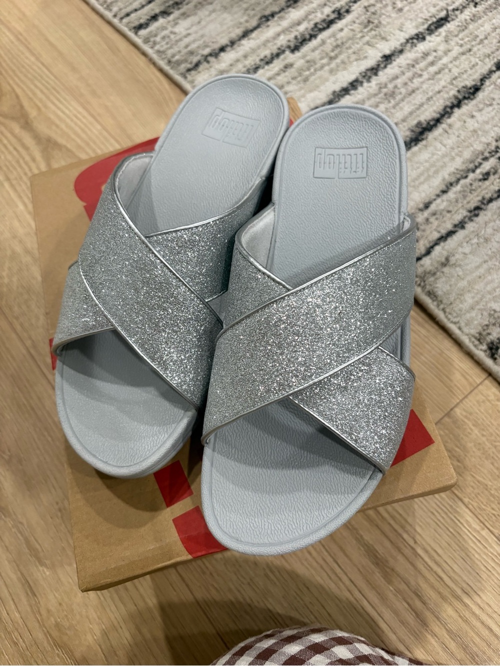 Women's Silver Lulu Glitterdust Wedge Sandals